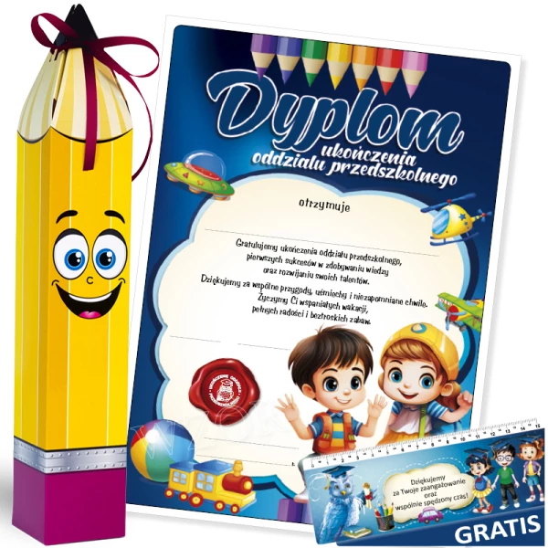Zestaw Ukończenie Oddziału Przedszkolnego (Dyplom, Wesoły Ołówek, Zakładka)