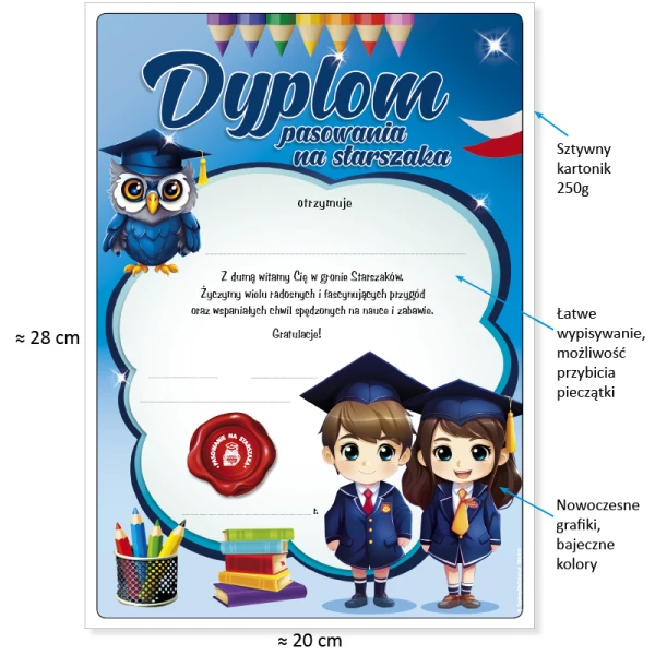 Zestaw Pasowanie na Starszaka (Dyplom, Wesoły Ołówek, Zakładka)