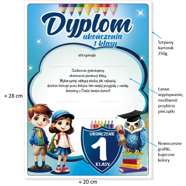 Zestaw Ukończenie 1. Klasy (Dyplom, Wesoły Ołówek, Zakładka)