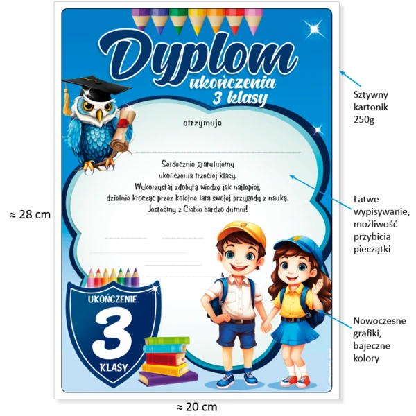 Zestaw Ukończenie 3. Klasy (Dyplom, Wesoły Ołówek, Zakładka)
