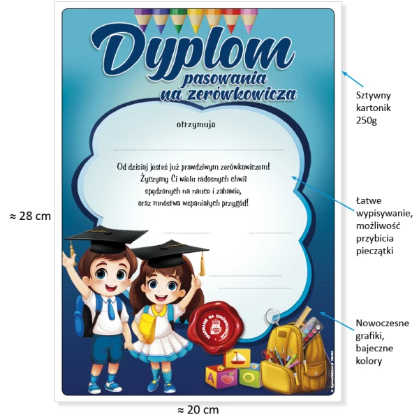 Zestaw Pasowanie na Zerówkowicza (Dyplom A4, Wesoły Ołówek, Zakładka)