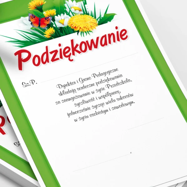 Podziękowanie Przedszkole