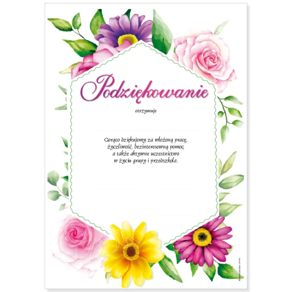 Podziękowanie Przedszkole