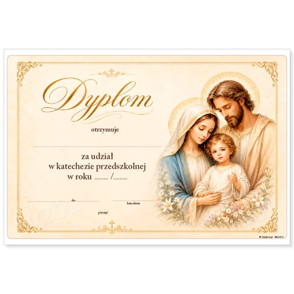 Dyplom za udział w katechezie przedszkolnej (religii)