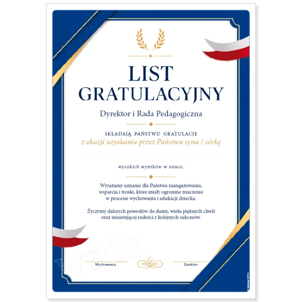 List Gratulacyjny dla rodziców
