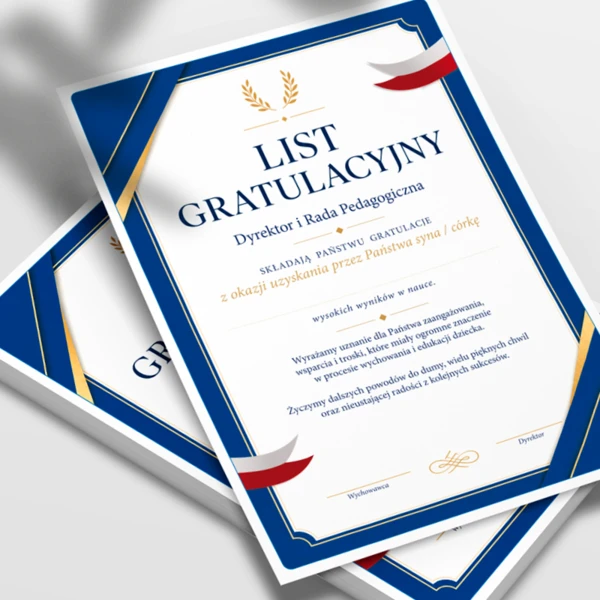 List Gratulacyjny dla rodziców