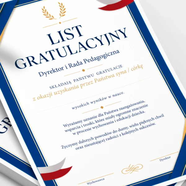 List Gratulacyjny dla rodziców