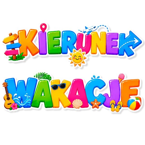 Dekoracje Przedszkolne Wakacje – Napisy Kierunek Wakacje i Wakacje