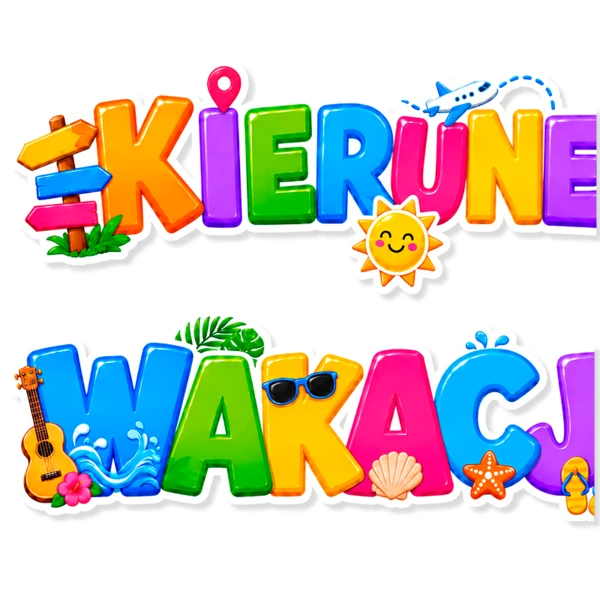 Dekoracje Przedszkolne Wakacje – Napisy Kierunek Wakacje i Wakacje
