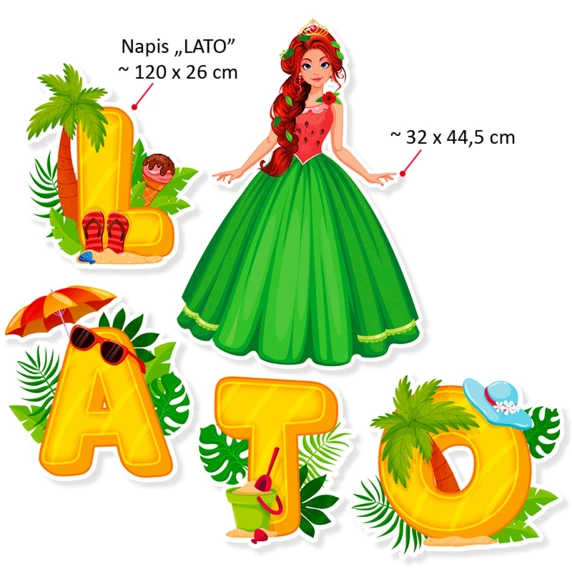 Dekoracje „Pani Lato i napis” – zestaw