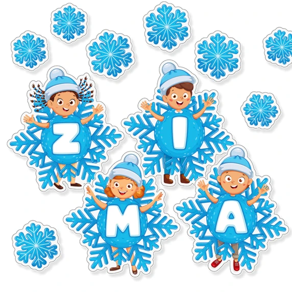 Dekoracje „Napis Zima i śnieżynki”