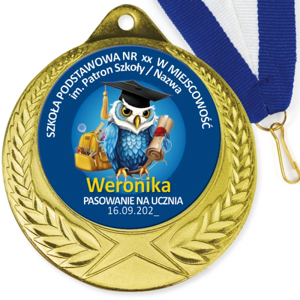 Medal Pasowanie na Ucznia – Imię, Nazwa Szkoły