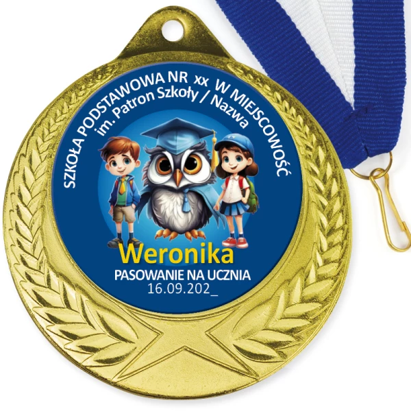 Medal Pasowanie na Ucznia – Imię, Nazwa Szkoły