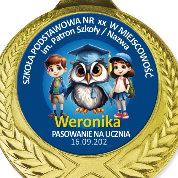 Medal Pasowanie na Ucznia – Imię, Nazwa Szkoły
