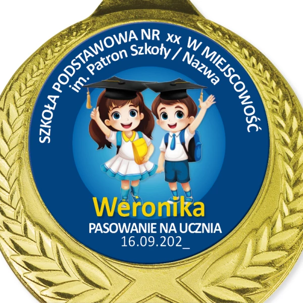 Medal Pasowanie na Ucznia – Imię, Nazwa Szkoły