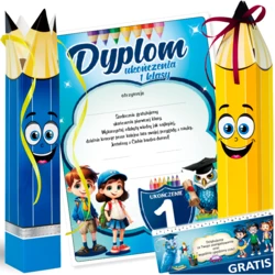 Zestaw Ukończenie 1 Klasy (Dyplom A4, Wesoły Ołówek, Zakładka)