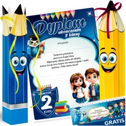 Zestaw Ukończenie 2 Klasy (Dyplom A4, Wesoły Ołówek, Zakładka)