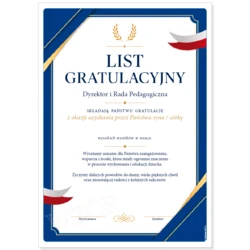 List Gratulacyjny dla rodziców