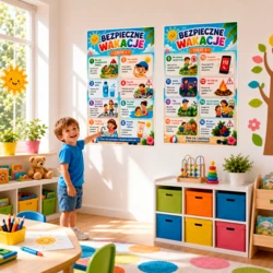 Bezpieczne Wakacje – Plansze Edukacyjne (Dekoracja przedszkolna)