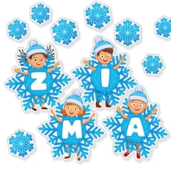 Dekoracje „Napis Zima i śnieżynki”