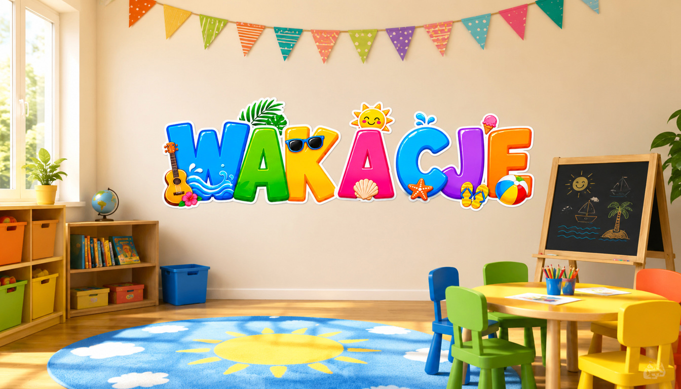 Duży napis "Wakacje" - Dekoracja przedszkolna D4033