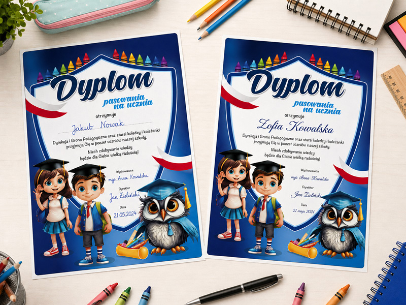Dyplomy wypełnione komputerowo i ręcznie