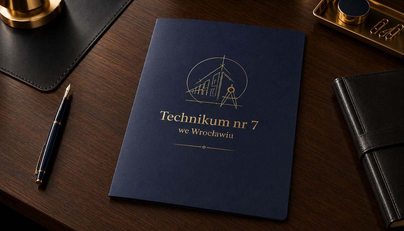 Granatowe teczki dla szkół z eleganckim nadrukiem i szkolnym charakterem